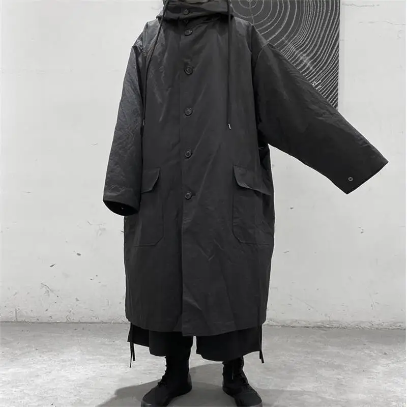 Men's Hooded Long Cotton-Padded Coat Winter New Harajuku Style Style Classic Simple Couples With Loose Large Size Coat