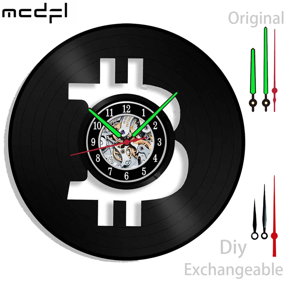 Настенные виниловые часы домашний дизайн для биткоинов эфириума криптовалюты