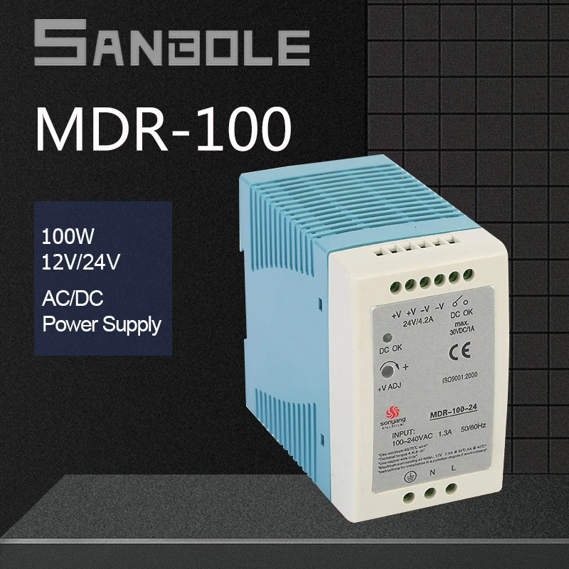 MDR-100-24 DIN Rail крепление 100 Вт 24 В ультратонкий импульсный режим питания