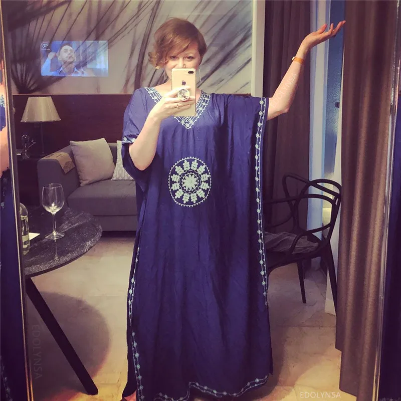 

Embroidery Cotton Beach Cover up Saida de Praia Swimsuit Women Bikini cover-ups Tunics for Beach Pareo Sarong Beachwear #Q643