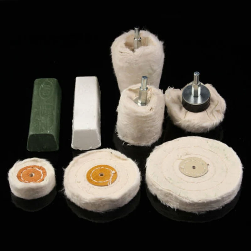 

8 Pc Polishing Kit Dome Goblet Cylinder Mop Buffing Wheel Compound Metal Plastic