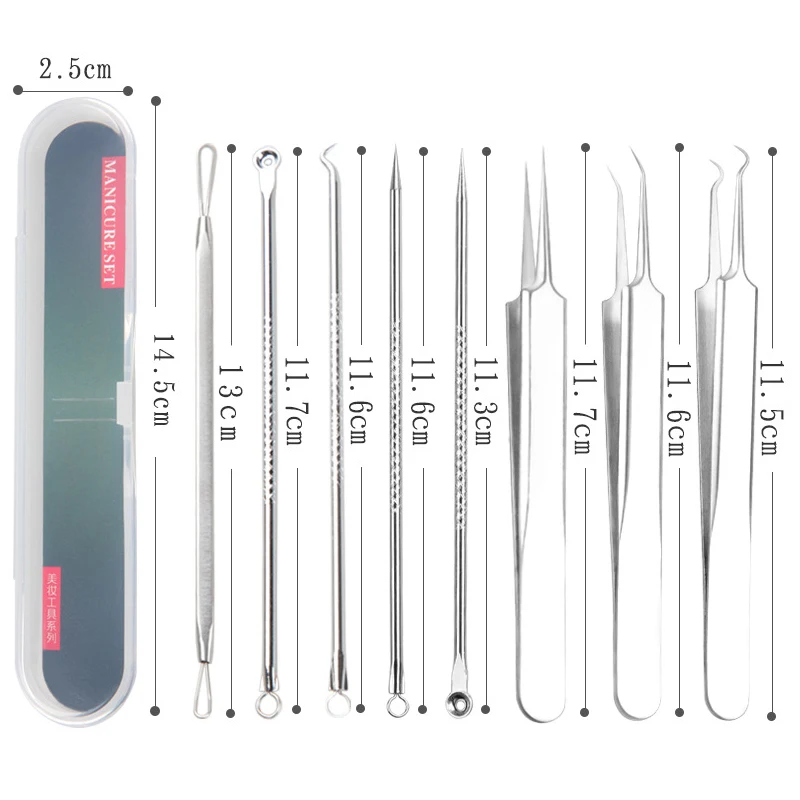 

Nose Blackhead Remover Tool Kit Tweezers Acne Extractor Tool Professional Stainless Facial Pimple Acne Blemish Removal Tools