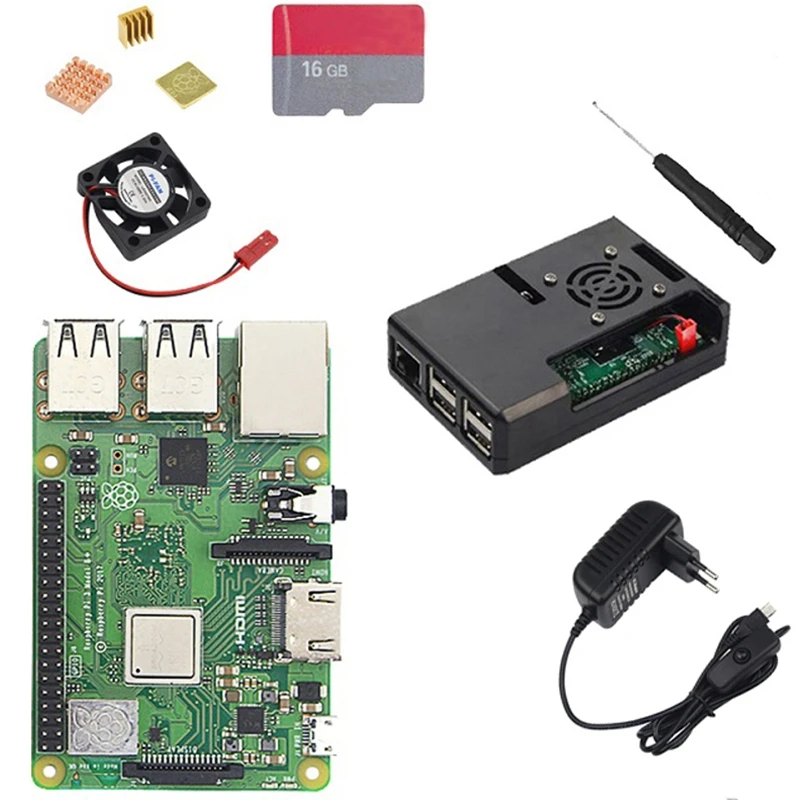 Штепсельная Вилка европейского стандарта Raspberry Pi 3 Model B Plus с Wi Fi и Bluetooth + чехол из