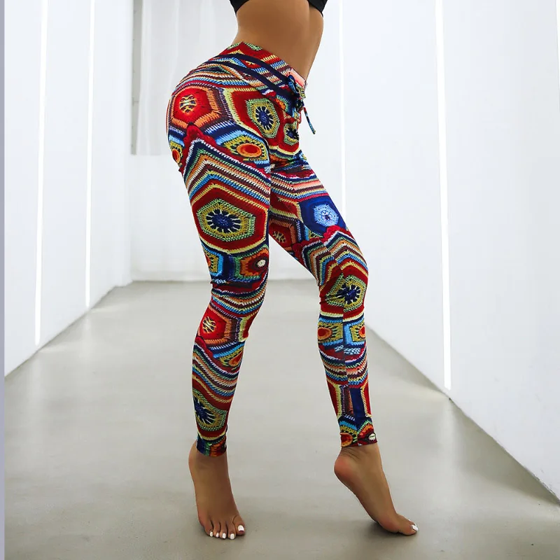 Новое поступление женские жаккардовые леггинсы с принтом эластичные высокой