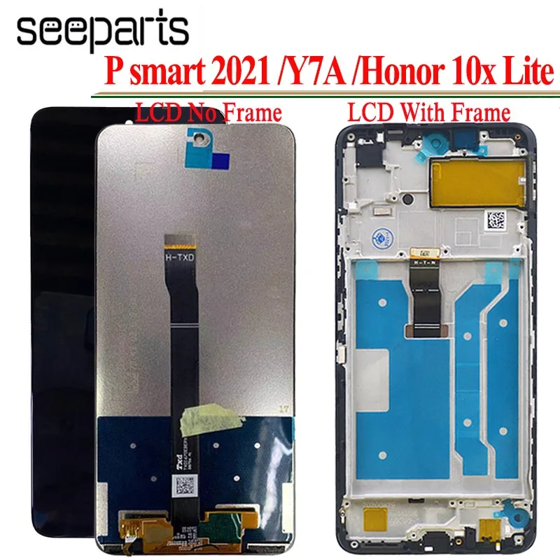 Протестированный рабочий ЖК-дисплей для Huawei P Smart 2021/Y7A, ЖК-экран, сенсорный дигитайзер в сборе для Honor 10x Lite, ЖК-дисплей
