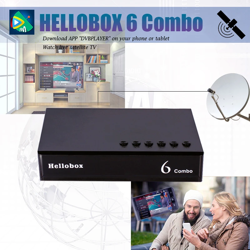 Телевизионный приемник Hellobox6 Combo H.265 HEVC 10 битная телеприставка DVB S2/S2X/T2/C