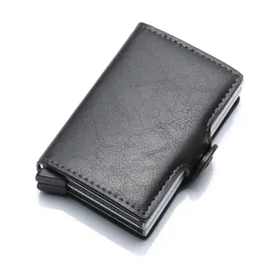Top Quality Rfid Wallet Men Money Bag Mini Purse Male Aluminium Card Wallet Small Clutch Leather Wal in Pakistan