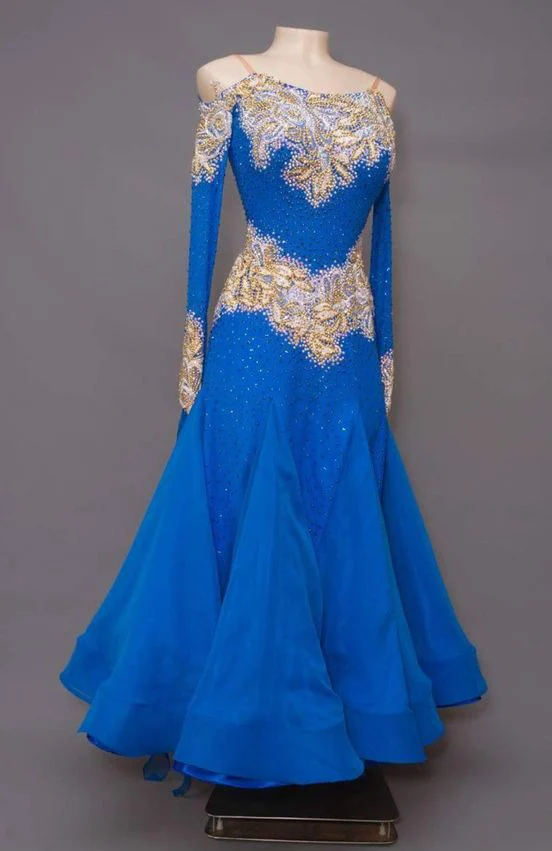 Королевский синий Бальные соревнования танцевальные платья для женщин