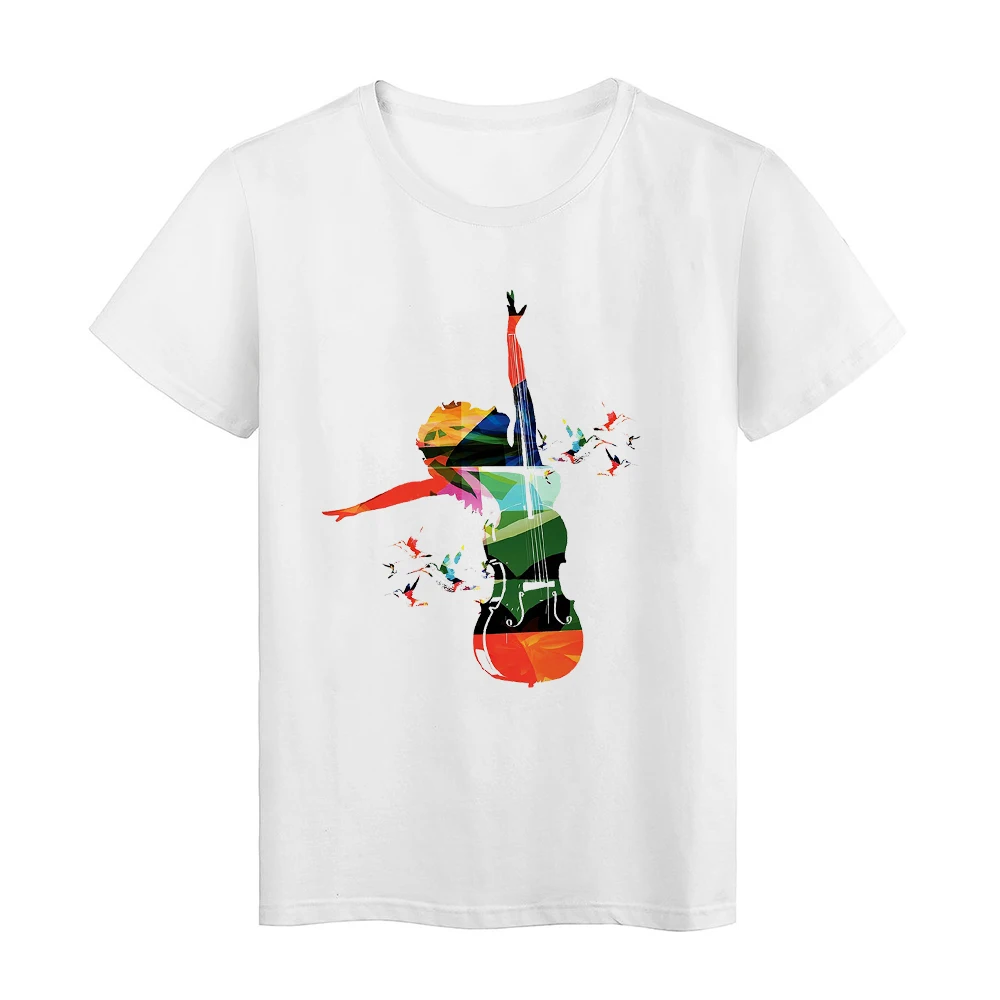 

2021 Spring Fashion Pop White T Shirts Women Musical Note Music Dance Printed Short Sleeve Streetware Personality Style T Shirts