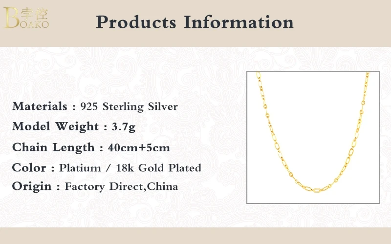 

BOAKO Necklace For Women O Shape Fashion2020 Silver 925 Jewelry Necklace Charms Chains Fine Jewelry Choker Bijoux Femme #12.11