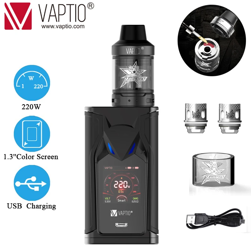 Подарок 5 шт катушек! VAPTIO супер летучая мышь 220 Вт Vape набор электронных сигарет 220 Вт коробка мод 2,0/5,0 мл бак Vape мод без батареи