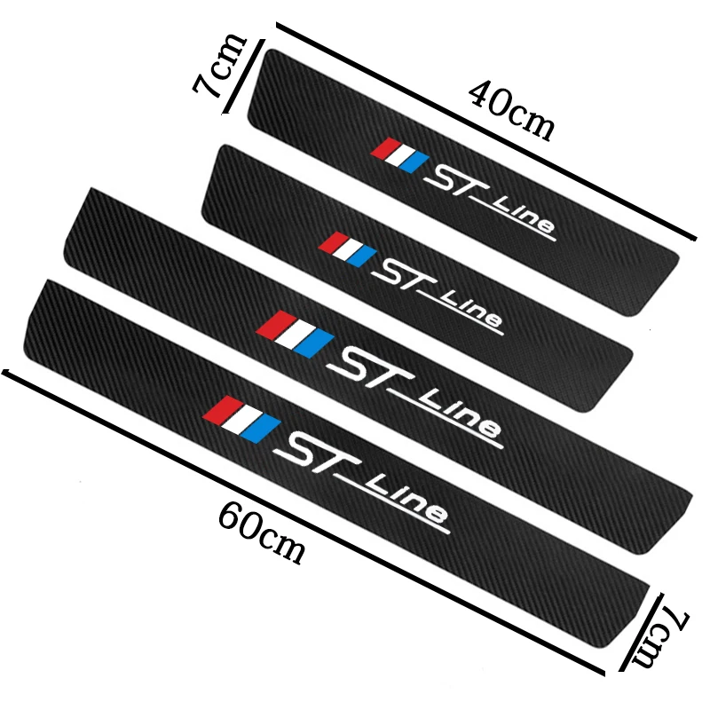 

4 pcs car door sill protector leather carbon fiber vinyl stickers Car Accessories For Ford Focus mk2 st Vignale st-line f150