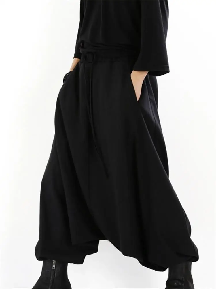 Men's casual pants wide-leg trousers harem loose low-grade suspending crotch | Мужская одежда