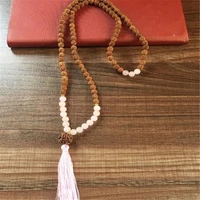 8mm rudraksha rose%c2%a0quartz gemstone 108 beads mala necklace energy yoga meditation pray spirituality natural chain chainnew wrist