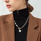 Модное ожерелье-чокер с цепочка на каждый день и жемчугом из нержавеющей стали, позолоченная цепочка с подвеской, уникальная офисная бижутерия, 2020