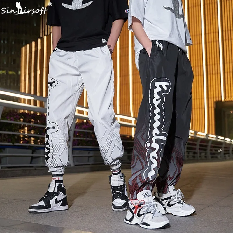 Мужские эластичные брюки карандаш с завязками на талии свободные в стиле хип хоп