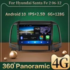 Автомагнитола 2DIN, Android 10, мультимедийный видеоплеер для Hyundai Santa Fe 2, 2006, 2007, 2008, 2009, 2010, 2011, 2012, DSP, GPS-навигация