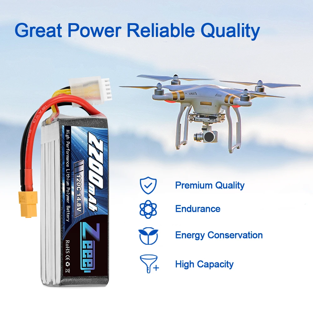 2 блока zeee 148 v 120c 2200mah 4s lipo батарея с разъе