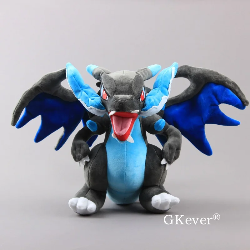 Mega Charizard X30cm 30-35 см Япония Аниме Charizard центр мегаэволюция плюшевые игрушки кукла блестящая Charizard X& Y плюшевая игрушка детский подарок на день рождения - Цвет: Mega Charizard X30cm