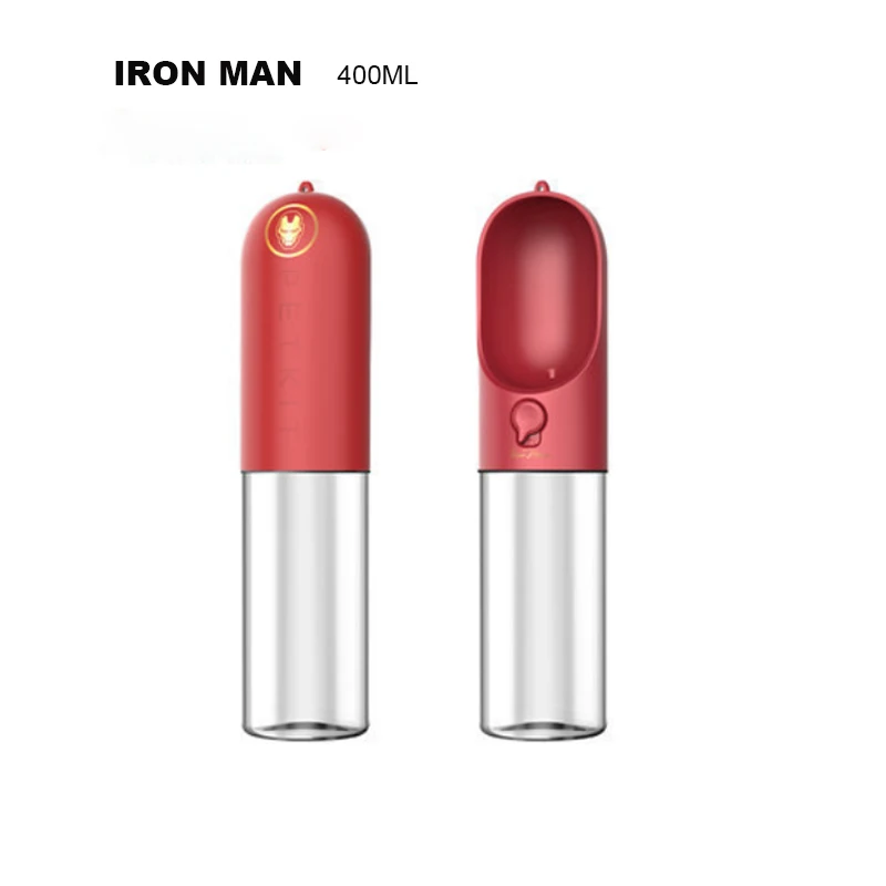 IRON MAN ПЭТ собака кошка бутылка для воды портативный путешествия чашки открытый подача питьевой воды чаша 400 мл маленькие большие собаки Pet - Цвет: IRON MAN