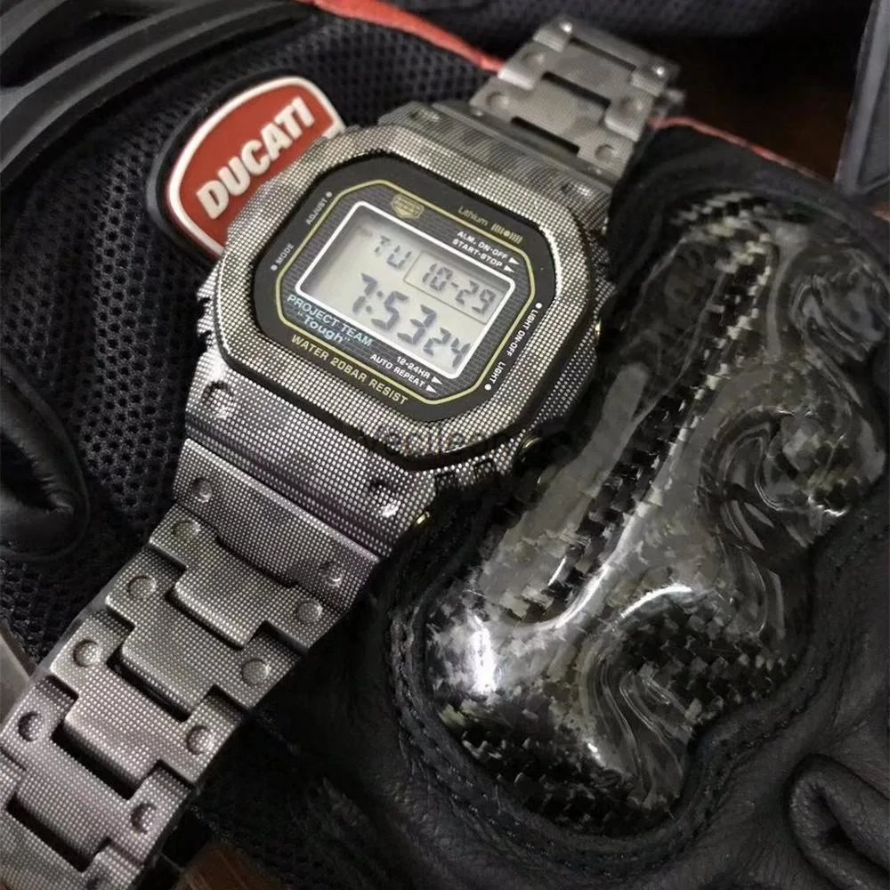 

Новый ремень и объектив из титанового сплава для DW5600 GW-M5610 GW5000 DW5035, металлический ремешок с крышкой, стальной браслет с инструментами