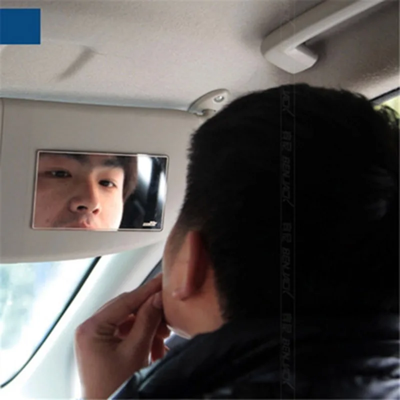 

Automobile Stainless Steel Rearview Mirror Sun Visor Makeup Mirror HD Stainless Steel Mirror Is Safe And Not Broken 150*80mm