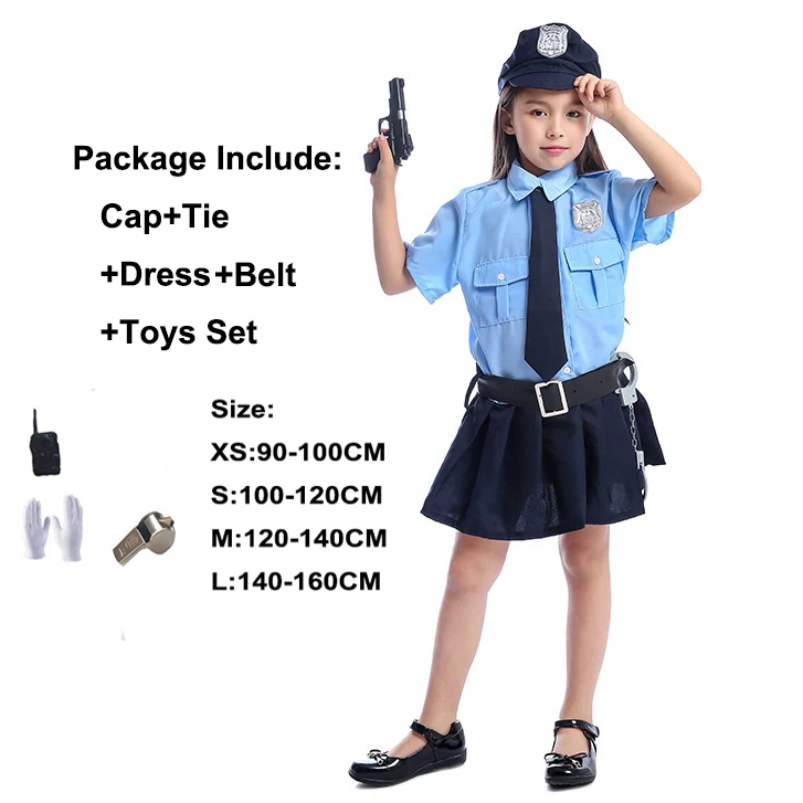 

Tiny Cop Cute Girls Carnival Halloween Costume for Kids Cosplay Police Uniform Fancy Dress Cool Disguise Clothing Anime