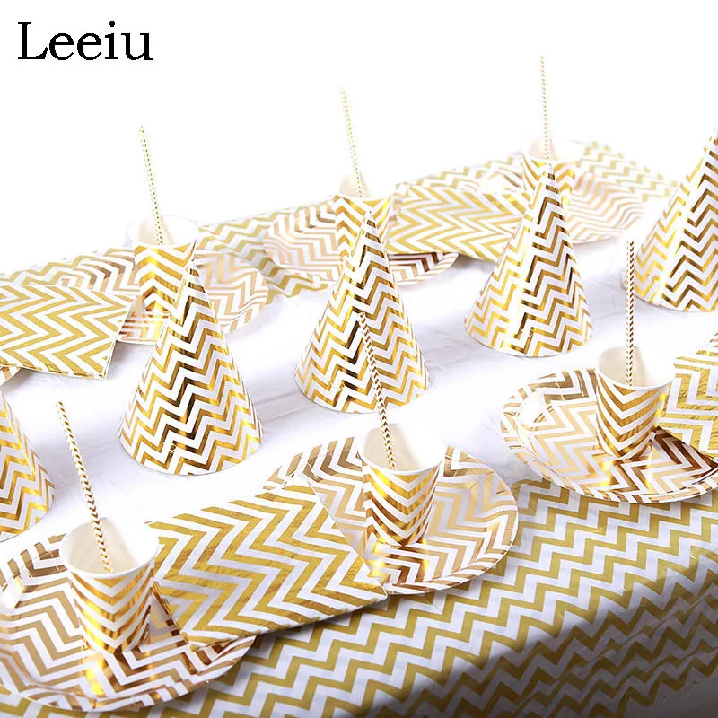 Leeiu Baby Shower золотой вечерние одноразовая посуда серебро по производству бумажных