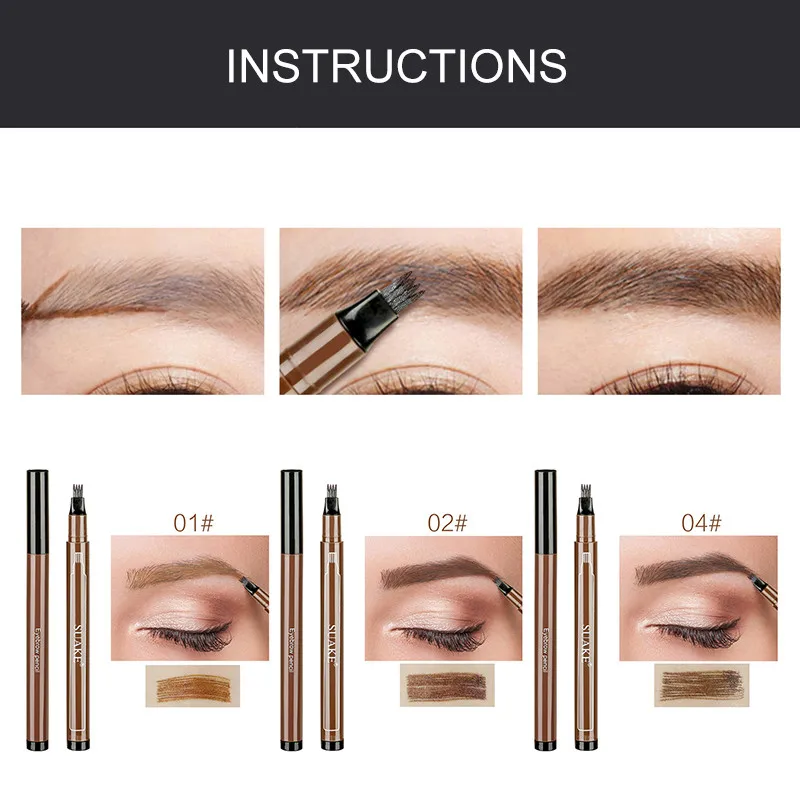 1 Pcs Microblading Eyebrow Pen 4 Fork Waterproof Tattoo Pencil Long Lasting Wild Brow Dye Tint Makeup Cosmetic TSLM2 | Красота и