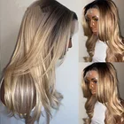 Парик из натуральных волнистых волос с эффектом деграде, 4T613, пепельный блонд, бразильский парик с полной сеткой, предварительно выщипанные волосы