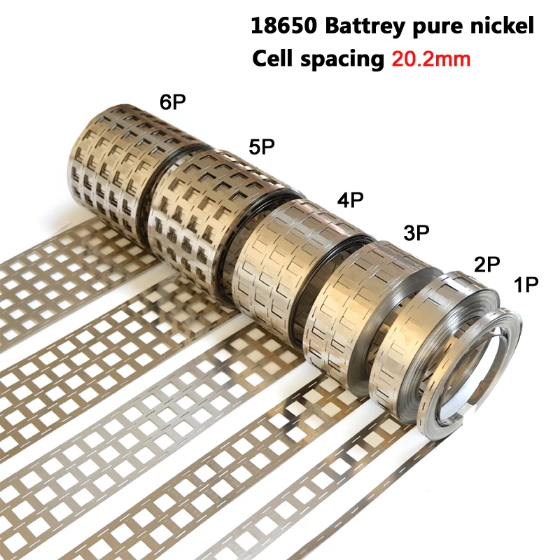 

5meters 18650 battery pure nickel strip 2P/3P/4P/5P/6P nickel tab battery spacing 20.2mm Ni belt use for 18650 battery 1P/2P/3P