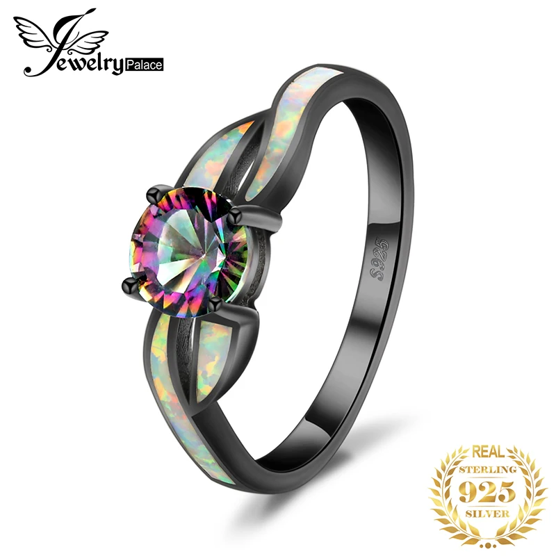 Jewelrypalace модные мистик кварц создан опал витой хвостовик кольцо стерлингового серебра 925 подарок для подруги подарок на день рождения