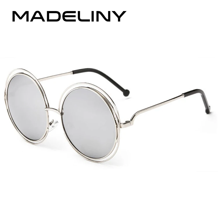 C10 Silver Mirror MADELINY, модные круглые солнцезащитные очки в проволочной оправе для женщин, новинка, винтажные градиентные солнцезащитные очки, унисекс, брендовые дизайнерские очки MA164 - Цвет линз: C10 Silver Mirror