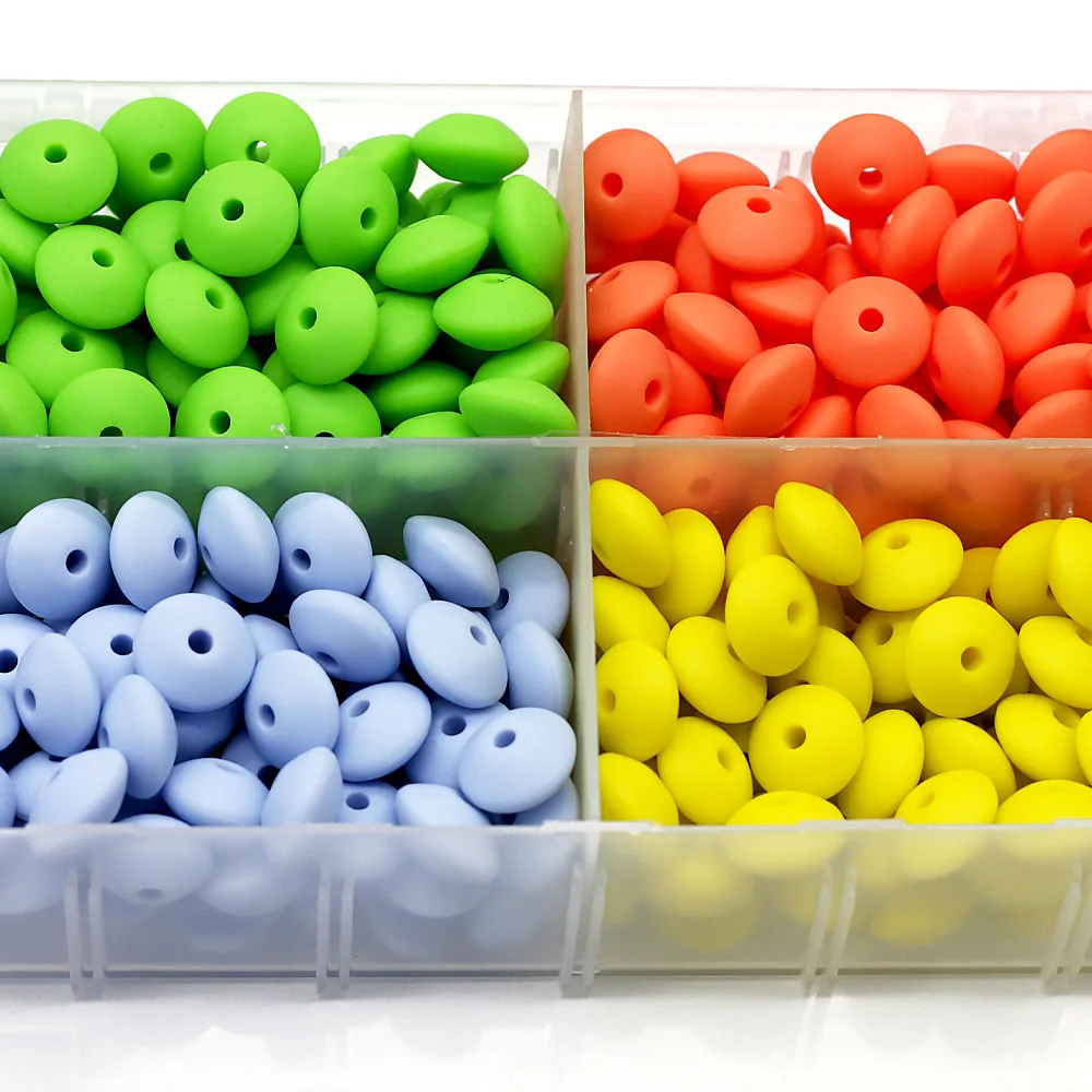 Cute-Idea 12mm 1000pcs silicone lentil beads teether safe pacifier nursing accessories chain soft baby product teething BPA free