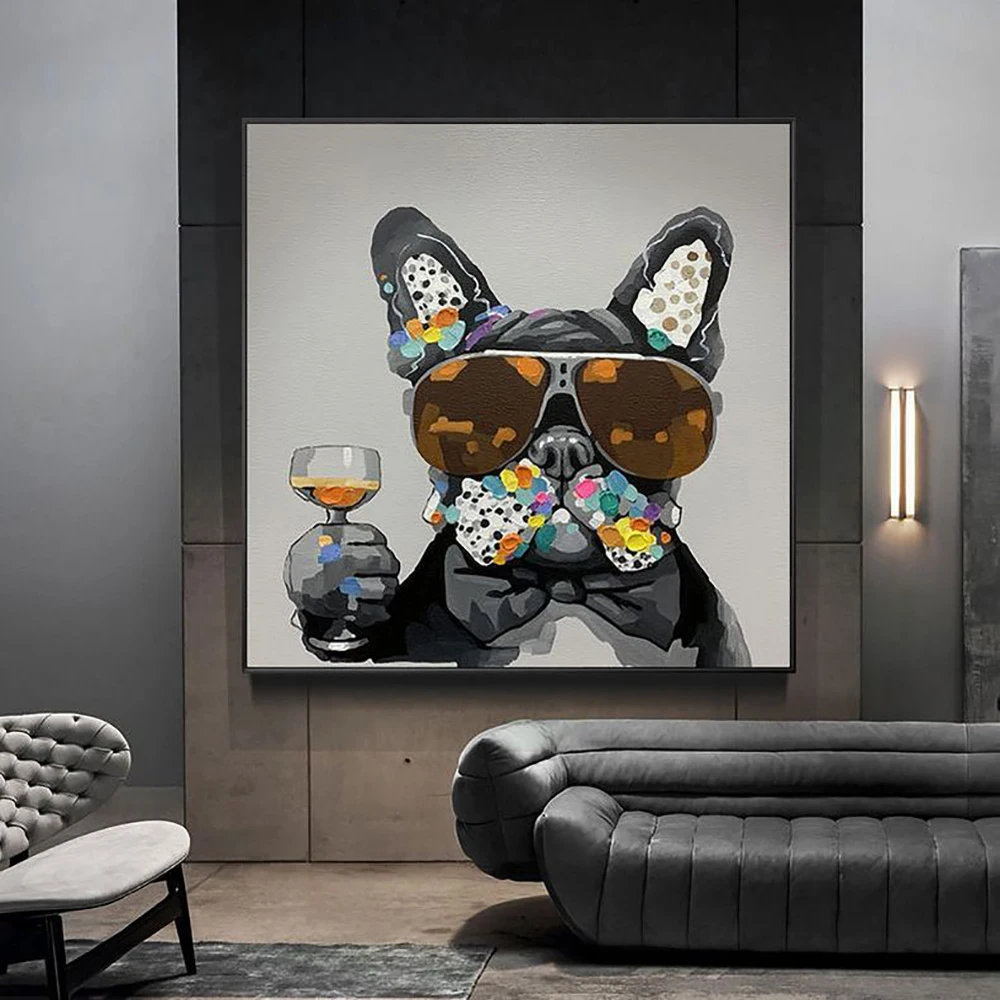 

Cartoon Animal Poster Bar Home Wall Decoration Handmade Oil Painting On Canvas Large Modern Wall Art Abstract Painting Unframed