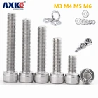 10 шт. м3 М4 М5 М6 болты с плоской прокладкой гайки DIN912 нержавеющая сталь 304 Шестигранная головка с шестигранным углублением Винты с круглой цилиндрической головкой AXK
