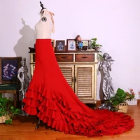 7years old lil girl spanish flamenco bata dress multilayer festival skirt cotton for women cwq03