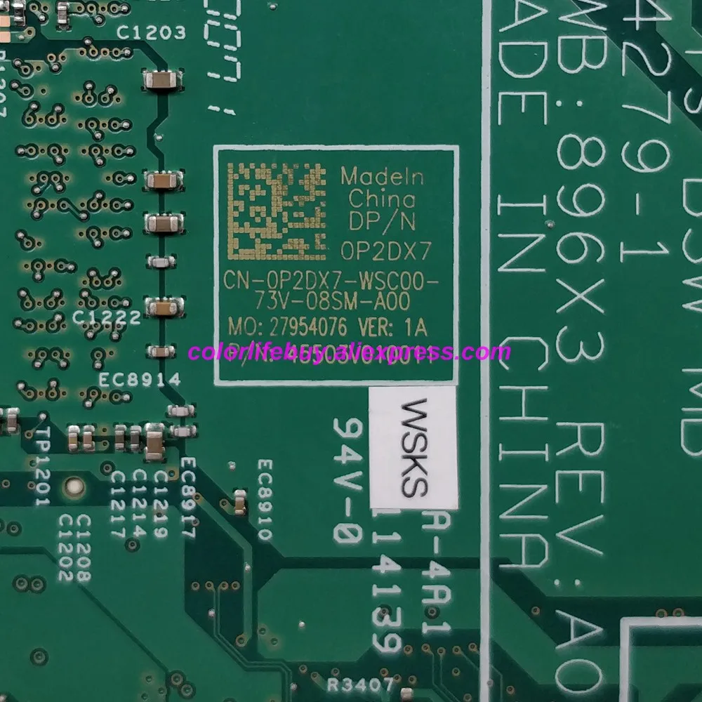 Натуральная CN-0P2DX7 0P2DX7 P2DX7 14279-1 ПРБ: 896X3 N3060 материнская плата для ноутбука Dell Inspiron 14