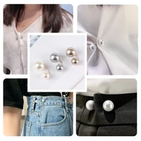 6 pcs sewing free skirt waist tighten snap buttons detachable shirts pearl brooch adjustable buckle collar pin cloth accessories