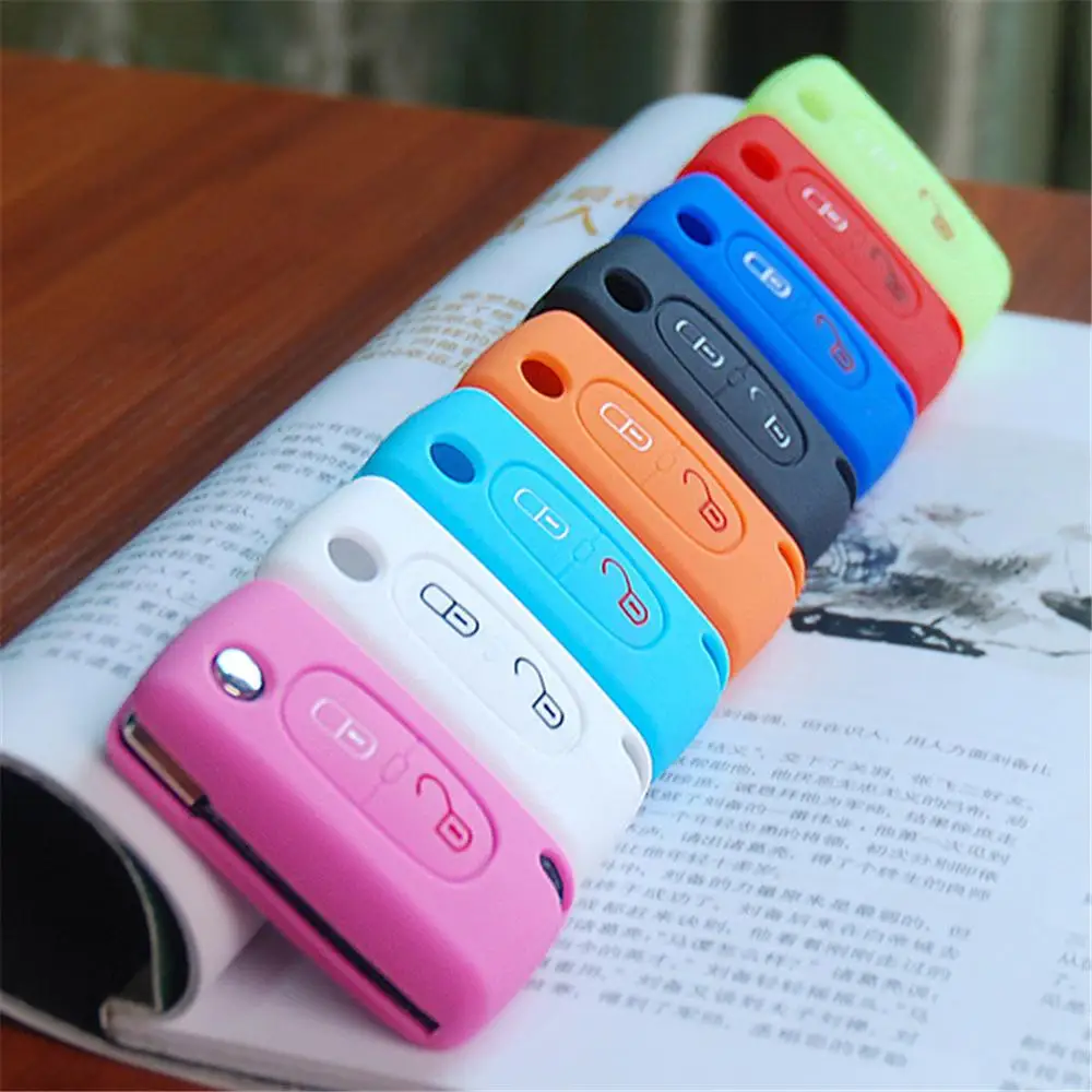 Складной 3-кнопочный силиконовый чехол для ключей Peugeot 308 307 207 206 защитный с