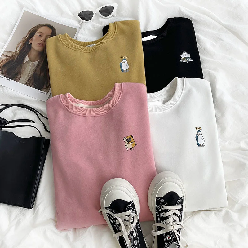 

Маленькая мультяшная Anmial Graphic свитшот с открытыми плечами зеленый/розовый/белый/черный