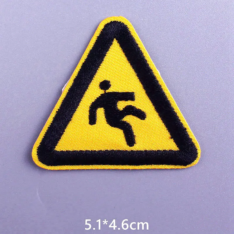 

Triangle traffic sign Patches for Clothes DIY Stripes Iron on Transfer Appliques Clothing Sticker Embroidery Badges for Backpack