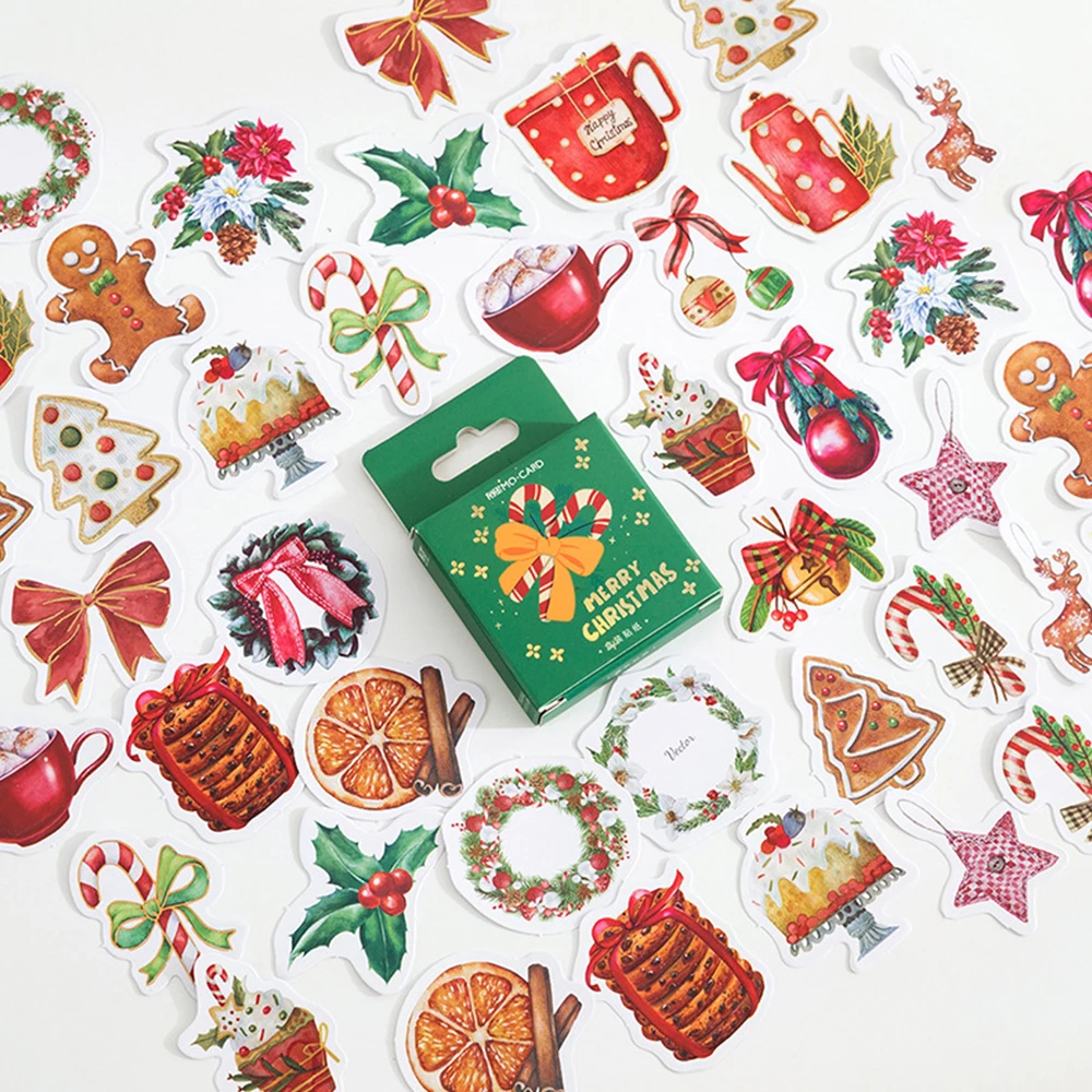 

46 наклеек на Рождество, новогодние наклейки, конфетная коробка, подарочная упаковка, конфеты с Санта-Клаусом, рождественские украшения, 2022