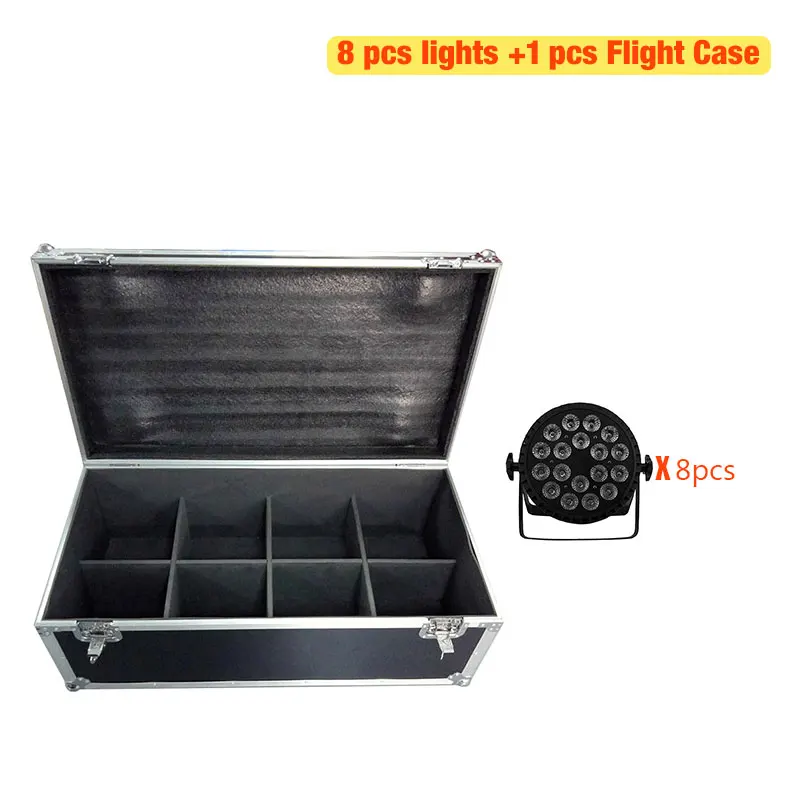 FlightCase with 8pcs Кейс с 4/6/8 Алюминий сплав светодиодный Par 18x12 Вт 4IN1 освещение для диско-бар танцевальный зал декоративный световой эффект - Цвет: FlightCase with 8pcs