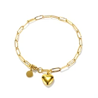 girl heart cold style cute peach heart round pendant stainless steel bracelet for girlfriend gift for girl fashion bracelet