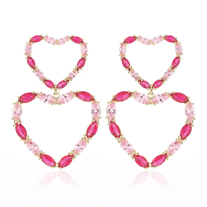 

VERY GIRL Sweet Pink Heart Drop Earrings for Women Luxury Dangle Earrings Wedding Party Jewelry