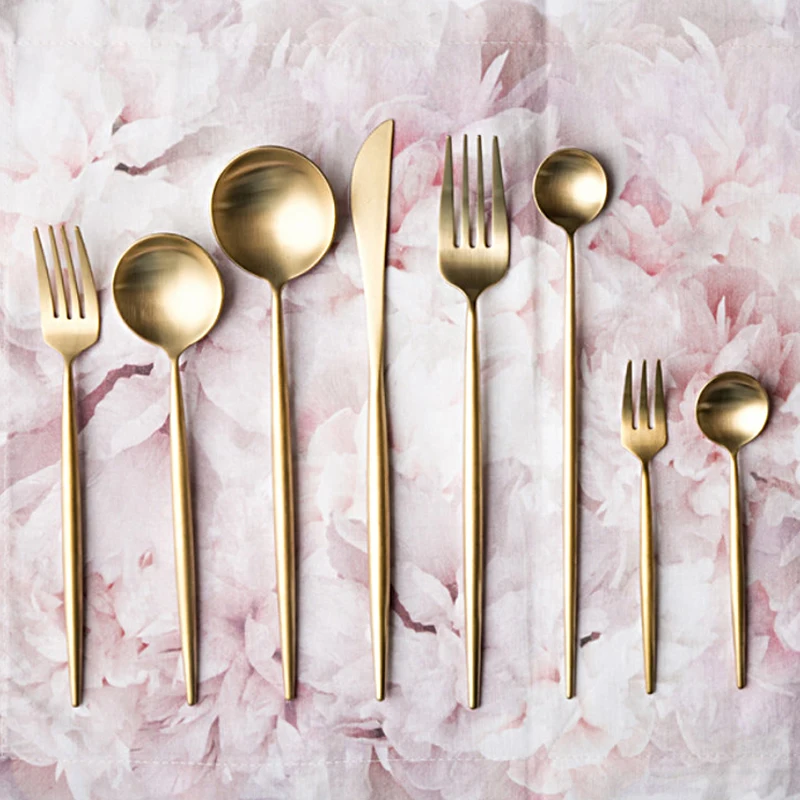 Золотой столовый набор из 18/10 нержавеющей стали столовых приборов палочки для