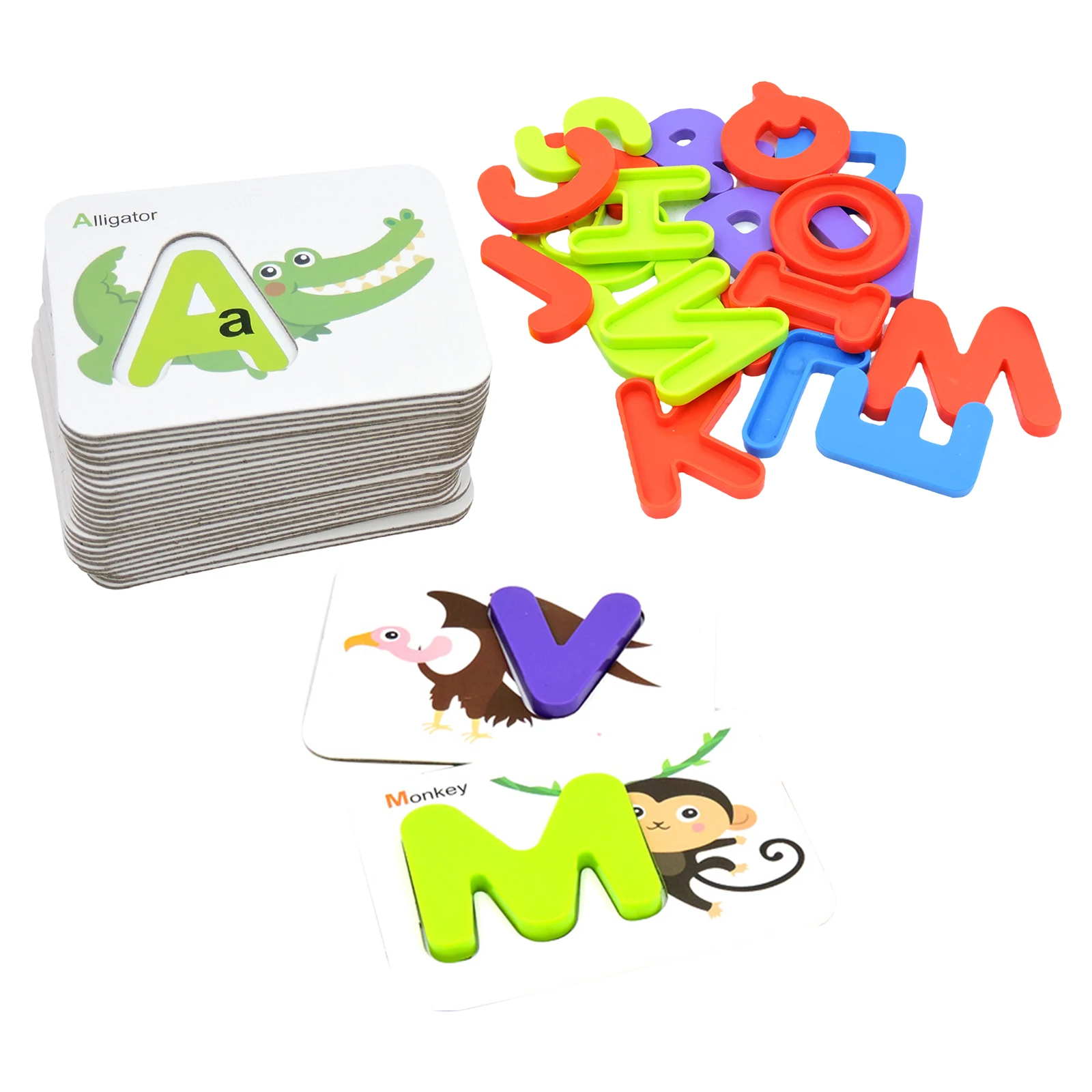 

36pcs Alphabets and Numbers Flash Cards Plastic Letters ABC Animal Matching Puzzle Colors Sorting Game for Toddlers