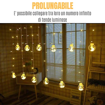 TENDA LUMINOSA NATALIZIA SERIE PALLE LUCI DI NATALE светодиодный 3 METRI PROLUNGABILE | Женская одежда