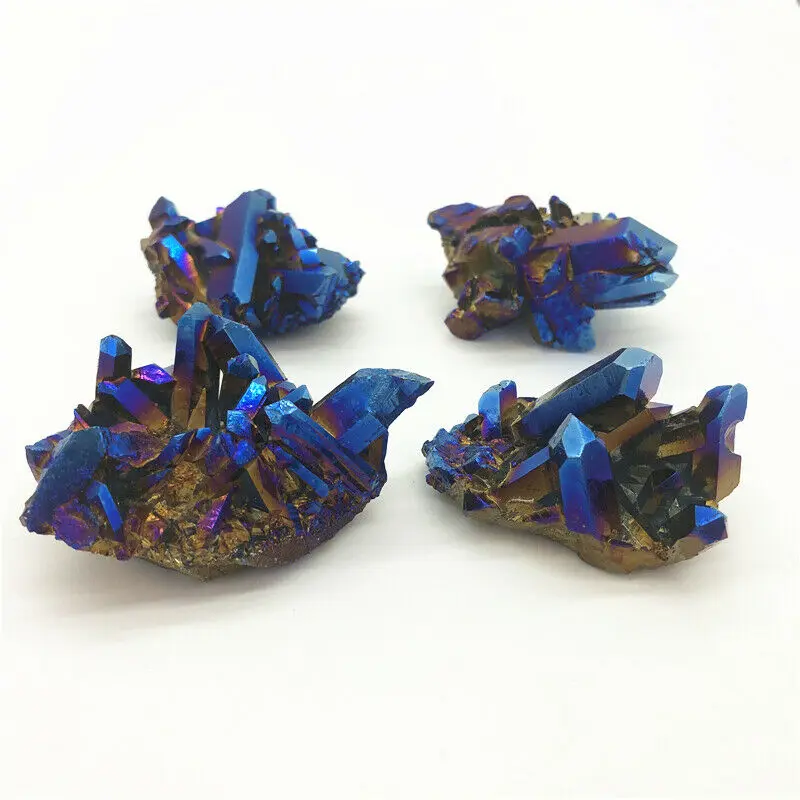 Прямая доставка синий Aura кварцевый кластер Радуга титановый камни лечебные